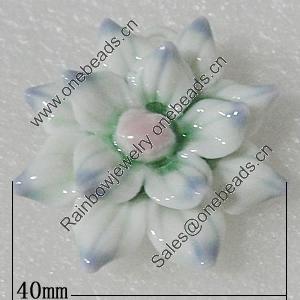 Porcelain Pendants, Flower 40mm Hole:6x4mm, Sold by PC