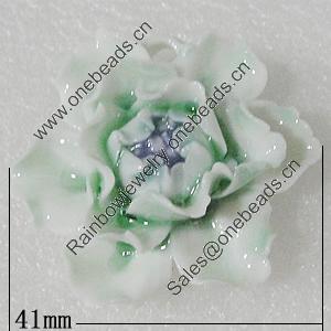 Porcelain Pendants, Flower 41mm Hole:8x5mm, Sold by PC