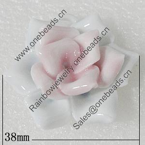 Porcelain Pendants, Flower 38mm Hole:5mm, Sold by PC