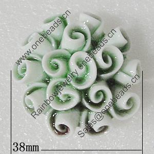 Porcelain Beads, Flower 38mm Hole:3mm, Sold by PC