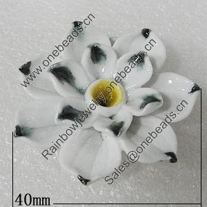 Porcelain Pendants, Flower 40mm Hole:5mm, Sold by PC
