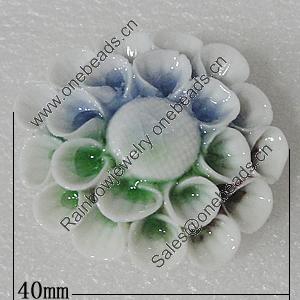 Porcelain Beads, Flower 40mm Hole:3mm, Sold by PC