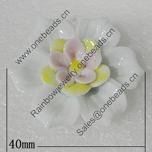 Porcelain Pendants, Flower 40mm Hole:3.5mm, Sold by PC