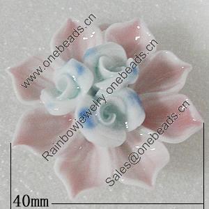 Porcelain Pendants, Flower 40mm Hole:6x3mm, Sold by PC