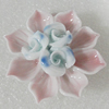 Porcelain Pendants, Flower 40mm Hole:6x3mm, Sold by PC