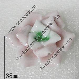 Porcelain Pendants, Flower 38mm Hole:7x4mm, Sold by PC