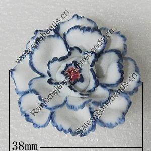 Porcelain Pendants, Flower 38mm Hole:4mm, Sold by PC