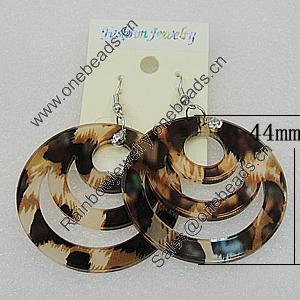 Acrylic Earrings, Flat Round 44mm, Sold by Group