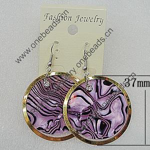 Acrylic Earrings, Flat Round 37mm, Sold by Group