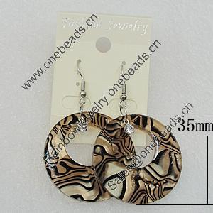 Acrylic Earrings, Flat Round 35mm, Sold by Group
