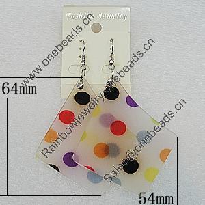 Acrylic Earrings, Nugget 64x54mm, Sold by Group