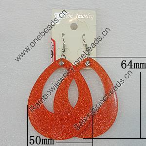 Acrylic Earrings, Teardrop 64x50mm, Sold by Group