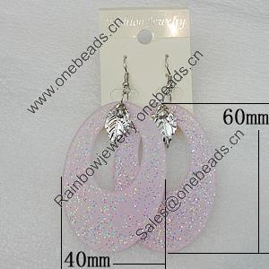 Acrylic Earrings, Flat Oval 60x40mm, Sold by Group