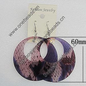 Acrylic Earrings, Flat Round 60mm, Sold by Group