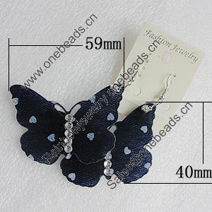 Acrylic Earrings, Butterfly 59x40mm, Sold by Group
