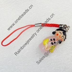 Mobile Decoration, Lampwork, Woman, Chain Length about:2.83-inch, Pendant about:13x35mm, Sold by Strand 