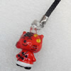 Mobile Decoration, Lampwork, Tiger, Chain Length about:2.48-inch, Pendant about:13x28mm, Sold by Strand 