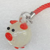 Mobile Decoration, Lampwork, Animal Head, Chain Length about:2.83-inch, Pendant about:16x23mm, Sold by Strand 