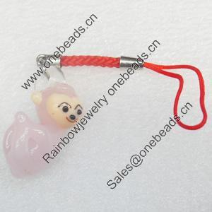 Mobile Decoration, Lampwork, Chain Length about:2.83-inch, Pendant about:17x31mm, Sold by Strand 
