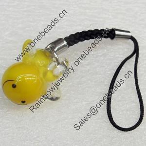 Mobile Decoration, Lampwork, Bee, Chain Length about:2.83-inch, Pendant about:18mm, Sold by Strand 