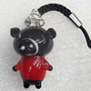 Mobile Decoration, Lampwork, Pig, Chain Length about:2.75-inch, Pendant about:17x30mm, Sold by Strand 