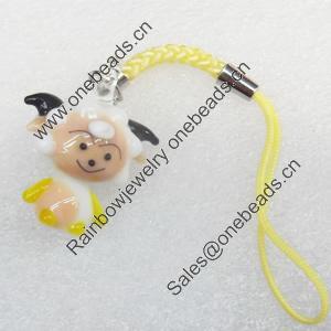 Mobile Decoration, Lampwork, Sheep, Chain Length about:2.83-inch, Pendant about:21x27mm, Sold by Strand 