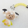 Mobile Decoration, Lampwork, Sheep, Chain Length about:2.83-inch, Pendant about:21x27mm, Sold by Strand 