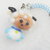 Mobile Decoration, Lampwork, Sheep, Chain Length about:2.83-inch, Pendant about:22x27mm, Sold by Strand 