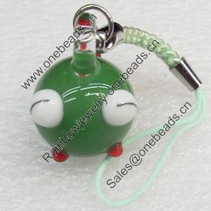 Mobile Decoration, Lampwork, Chain Length about:2.83-inch, Pendant about:18x28mm, Sold by Strand 