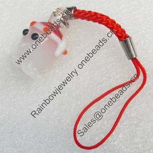 Mobile Decoration, Lampwork, Chain Length about:2.63-inch, Pendant about:14x22mm, Sold by Strand 