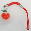 Mobile Decoration, Lampwork, Peach, Chain Length about:2.83-inch, Pendant about:14x24mm, Sold by Strand 