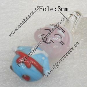 Handmade Lampwork Pendant, Man, 13x31mm, Hole:Approx 3mm, Sold by PC
