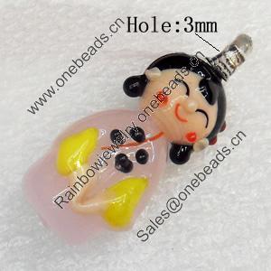 Handmade Lampwork Pendant, Woman, 13x35mm, Hole:Approx 3mm, Sold by PC