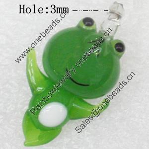Handmade Lampwork Pendant, Frog, 20x32mm, Hole:Approx 3mm, Sold by PC
