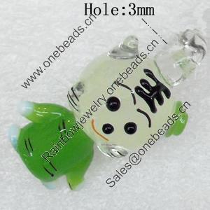 Handmade Lampwork Pendant, Tiger, 15x31mm, Hole:Approx 3mm, Sold by PC