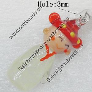Handmade Lampwork Pendant, 17x38mm, Hole:Approx 3mm, Sold by PC