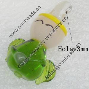 Handmade Lampwork Pendant, 15x25mm, Hole:Approx 3mm, Sold by PC