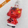 Handmade Lampwork Pendant, Tiger, 13x28mm, Hole:Approx 3mm, Sold by PC