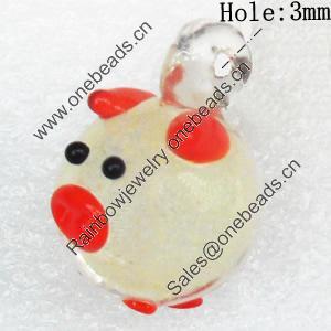 Handmade Lampwork Pendant, Animal Head, 16x23mm, Hole:Approx 3mm, Sold by PC