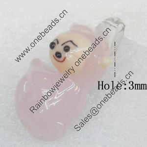 Handmade Lampwork Pendant, 17x31mm, Hole:Approx 3mm, Sold by PC