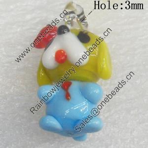 Handmade Lampwork Pendant, Dog, 15x27mm, Hole:Approx 3mm, Sold by PC