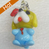 Handmade Lampwork Pendant, Dog, 15x27mm, Hole:Approx 3mm, Sold by PC