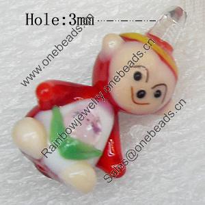 Handmade Lampwork Pendant, 17x32mm, Hole:Approx 3mm, Sold by PC