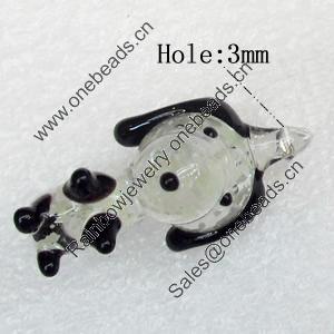 Handmade Lampwork Pendant, Dog, 14x28mm, Hole:Approx 3mm, Sold by PC