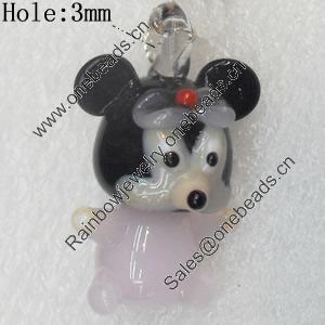 Handmade Lampwork Pendant, 20x31mm, Hole:Approx 3mm, Sold by PC