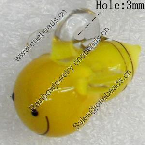 Handmade Lampwork Pendant, Bee, 18mm, Hole:Approx 3mm, Sold by PC