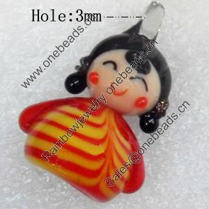 Handmade Lampwork Pendant, Girl, 18x28mm, Hole:Approx 3mm, Sold by PC