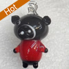 Handmade Lampwork Pendant, Pig, 17x30mm, Hole:Approx 3mm, Sold by PC