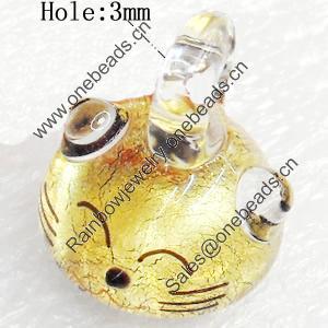Handmade Lampwork Pendant, 16x19mm, Hole:Approx 3mm, Sold by PC