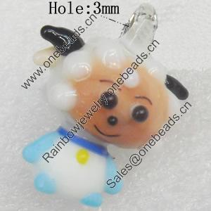 Handmade Lampwork Pendant, Sheep, 22x27mm, Hole:Approx 3mm, Sold by PC